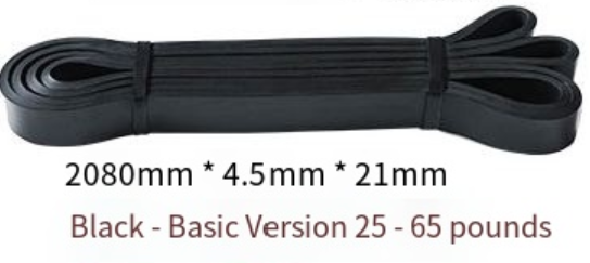 Black latex resistance loop band with loop ends, folded and secured