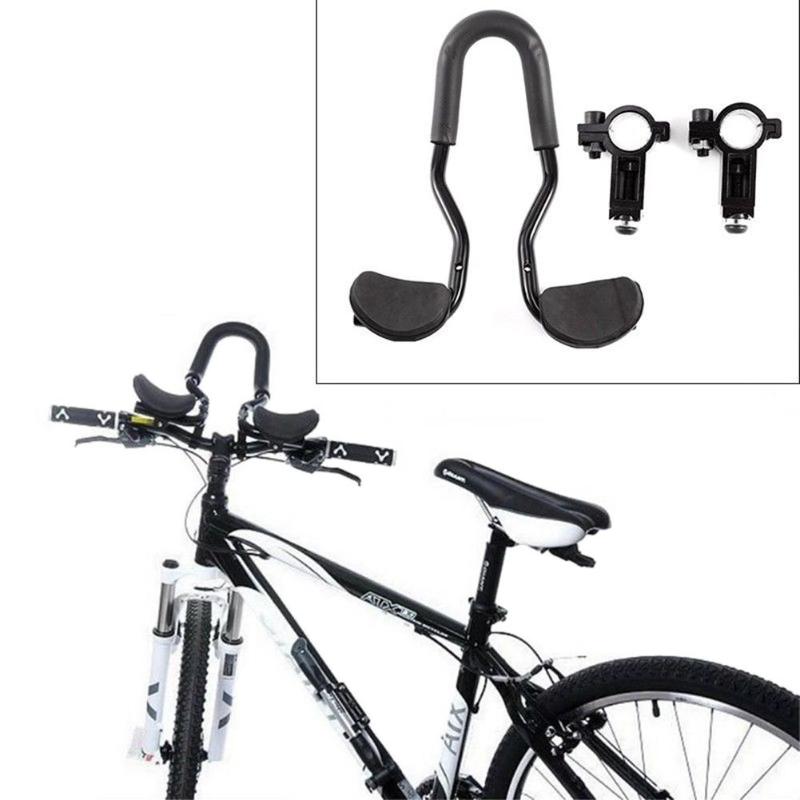 Black aero handlebar extension rest with two padded supports and handlebar mounts