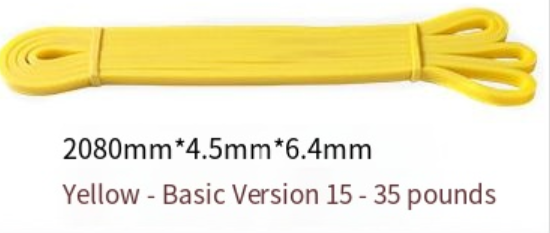 Yellow latex resistance loop band with loop ends, folded and secured