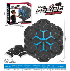Boxing target machine product box and six-pad wall device, with gloves