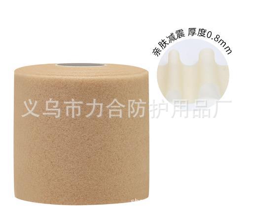 Sports athletic tape roll, sponge skin film in skin-tone beige, with inner core
