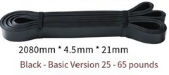 Black latex resistance loop band with loop ends, folded and secured