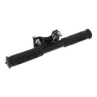 Kids scooter handlebar with black textured grips and folding fork bracket