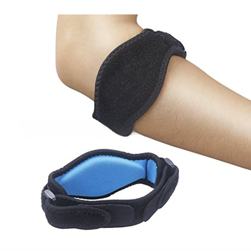 Adjustable elbow brace with breathable EVA padding for sports support during tennis, basketball & badminton