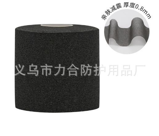 Sports athletic tape roll, matte black sponge skin film, with center core opening