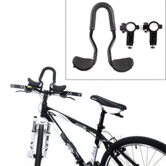 Black aero handlebar extension rest with two padded supports and handlebar mounts