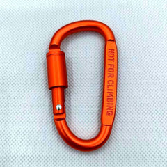 Thickened D-shaped locking carabiner, orange with locking screw gate