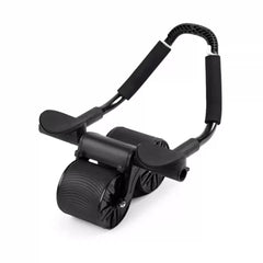 Black automatic rebound ab wheel roller with wide handle and resistance wheel