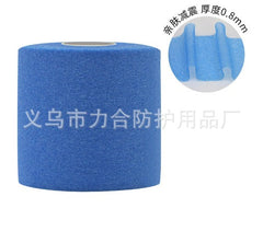 Sports athletic tape roll, sponge skin film in blue, with center core hole
