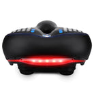 Black bike saddle with rear red safety light strip