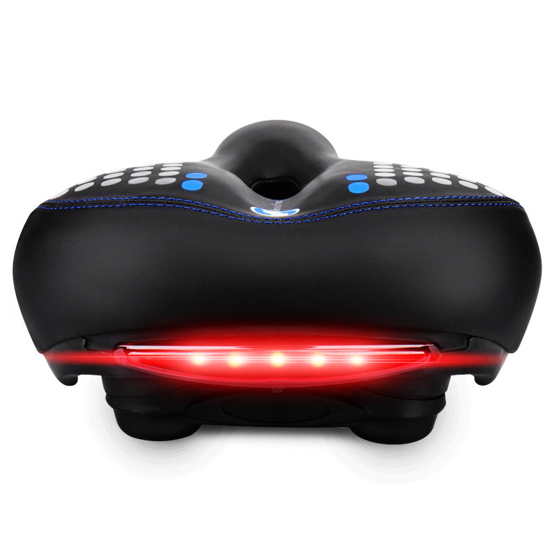 Black bike saddle with rear red safety light strip