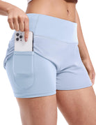Women's 2-in-1 athletic running shorts, back view