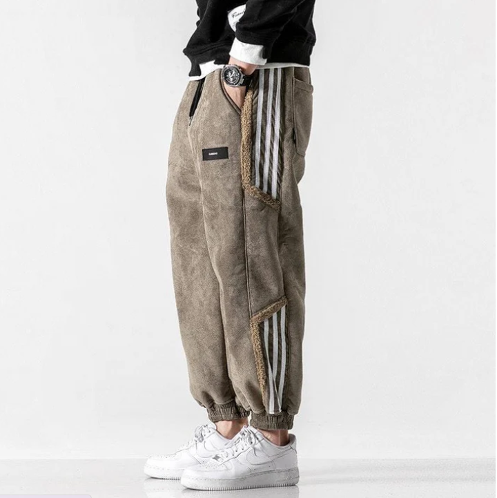 Men's loose-fit striped joggers, front view