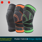 Set of basketball knee braces with black fabric and orange, green, and gray trim