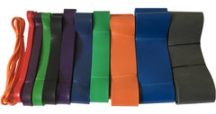 Multi-color latex loop resistance bands bundle with multiple end loops.