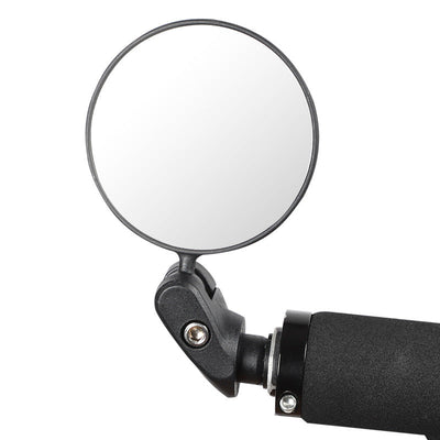 Black convex bike rearview mirror with round glass and handlebar clamp mount