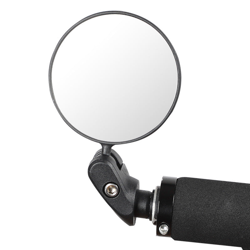 Black convex bike rearview mirror with round glass and handlebar clamp mount