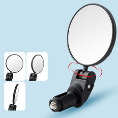 Black convex bike rearview mirror showing mounting arm and tilt adjustment