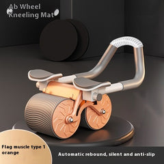 Automatic rebound ab wheel roller with orange resistance wheel and kneeling pad