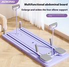 Purple abdominal workout board with raised elbow support handles and grey pads.