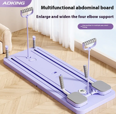Purple abdominal workout board with raised elbow support handles and grey pads.