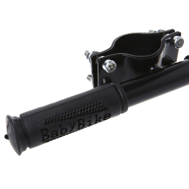 Kids scooter handlebar grip with textured rubber and black folding clamp