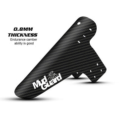 Carbon fiber mudguard with 0.8mm thickness text, MXGuard logo, and mounting holes