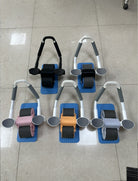 Ab wheel exercise roller set with curved handles and padded foot supports