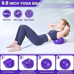 Purple 9.8-inch yoga ball with anti-slip, anti-burst design for core workouts