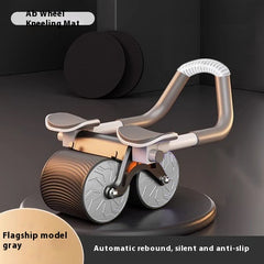 Automatic rebound ab wheel roller with gray resistance wheel and kneeling pad