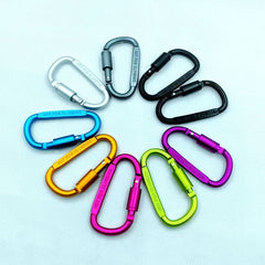 Assorted set of thickened D-shaped locking carabiners in mixed colors