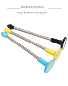 Golf cutting rod direction indicator with three metal rods and blue, yellow pegs
