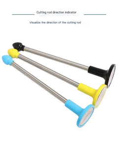 Golf cutting rod direction indicator with three metal rods and blue, yellow pegs