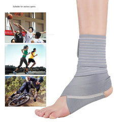 Gray ankle support brace wrapped around the foot and lower leg.