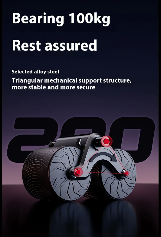 Rebound ab wheel roller with gray wheels and double support frame