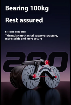 Rebound ab wheel roller with gray wheels and double support frame