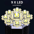 Multi-LED flashlight head with bright yellow-white LED bulbs