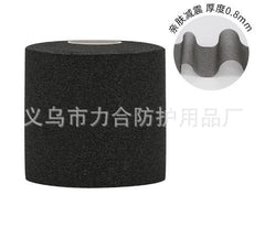 Sports athletic tape roll, sponge skin film in black, with inner core hole