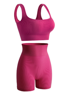 Women's Shockproof Sports Bra & Fitness Outfit – Off-Shoulder Workout Suit for Gym & Yoga