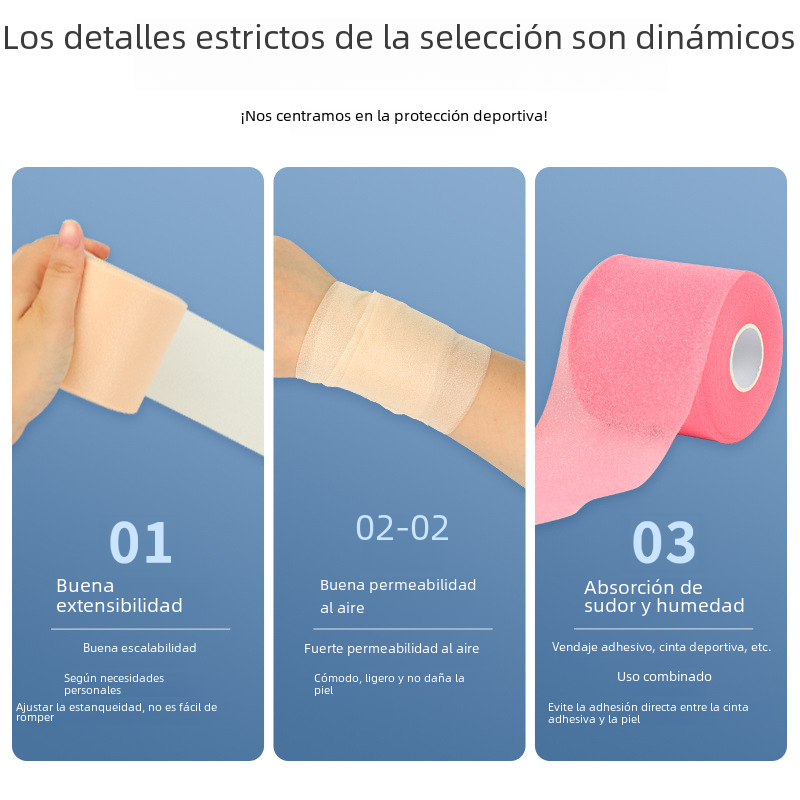 Athletic sponge skin tape strip in beige, being applied to a person’s arm