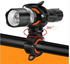 Black 360° handlebar phone mount with flashlight-style front and rotating joint