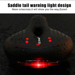 Black bike saddle rear with red warning light and dotted pattern