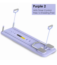 Purple ab roller fitness board with two handles and timer control kneeling pad