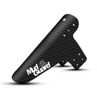 Carbon fiber mudguard with MXGuard logo and mounting holes, angled side view