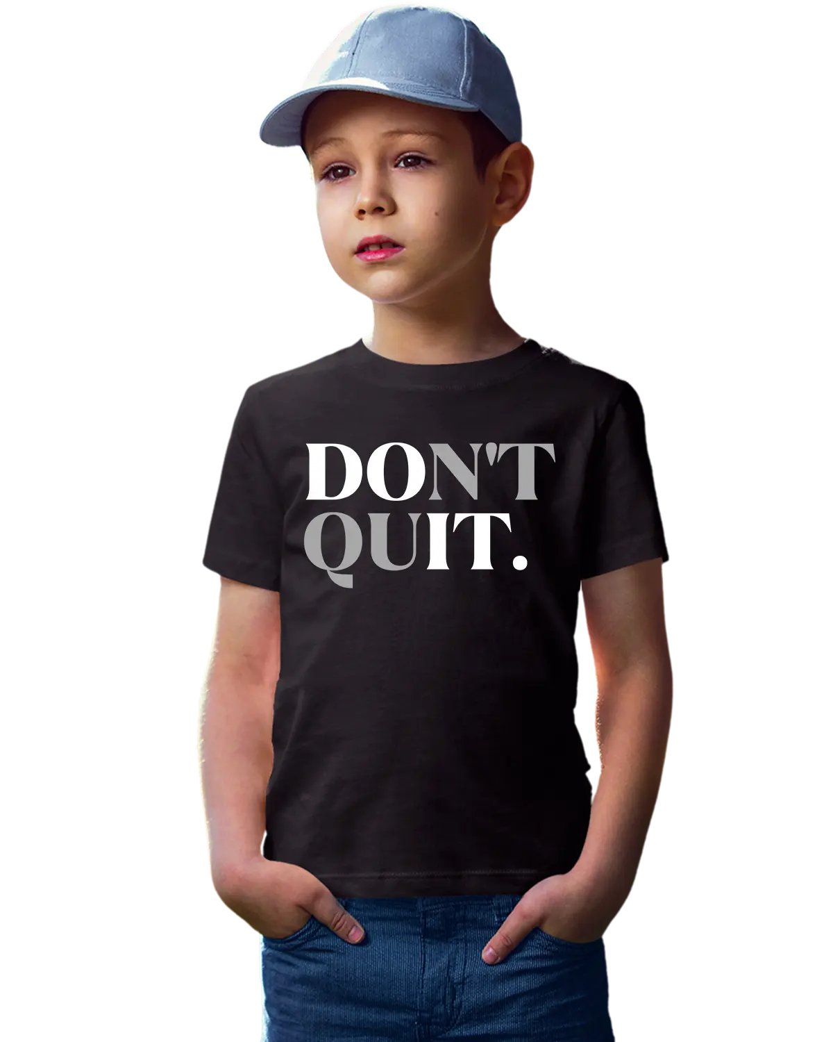 Don't Quit youth T-shirt worn for sports