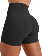 Women's high-waisted tummy control biker shorts, front view