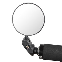 Round black convex bike rearview mirror with bar clamp and adjustable joint