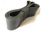 Gray latex loop resistance band with two end loops and stacked band length.