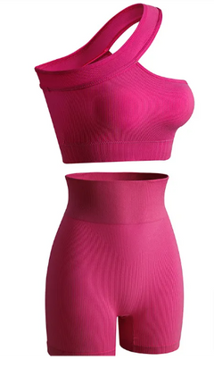 Women's Shockproof Sports Bra & Fitness Outfit – Off-Shoulder Workout Suit for Gym & Yoga