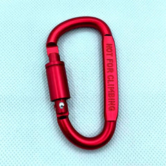 Thickened D-shaped locking carabiner, red with screw-lock gate